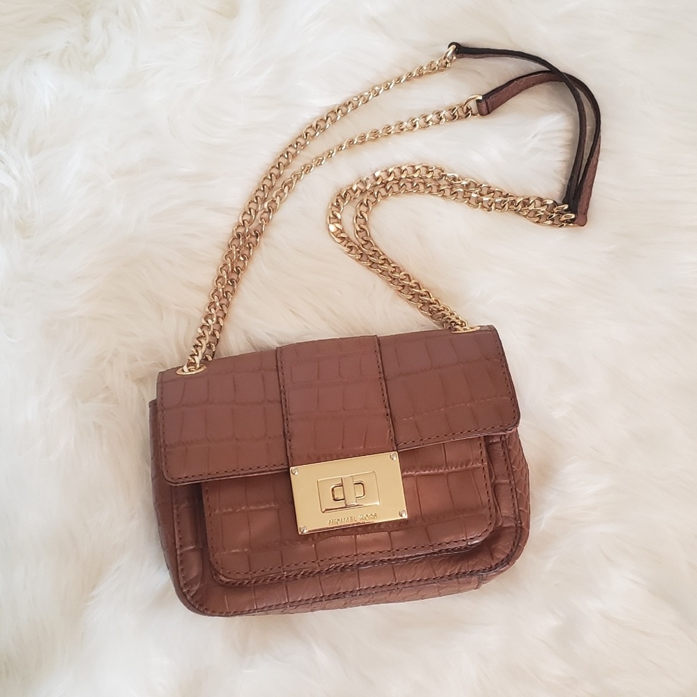Michael Kors Crocodile Print Leather Shoulder Bag